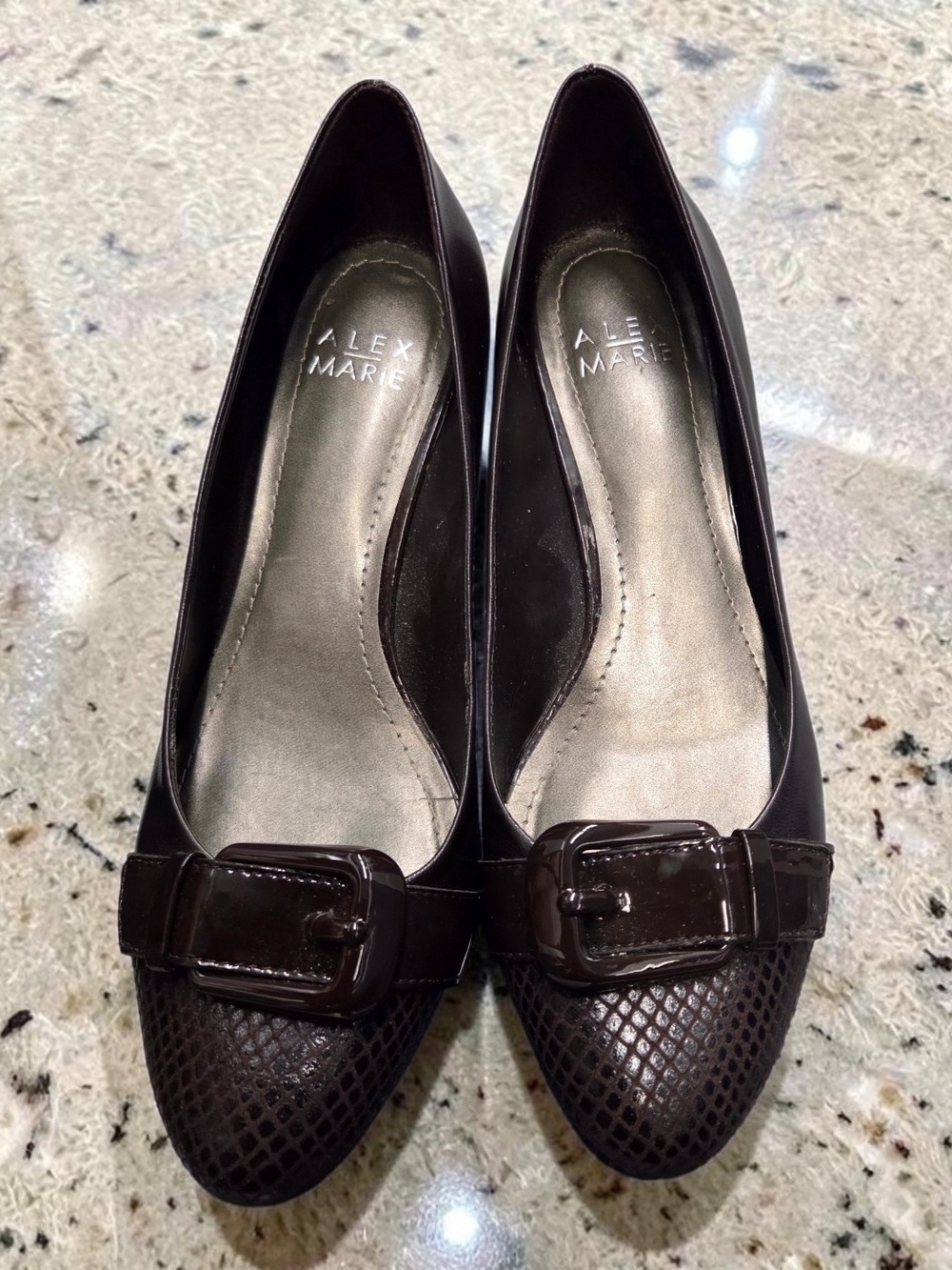 Alex Marie Women's Dark Brown Pointed Buckle Flats